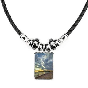 Imagem de DIYthinker Colar Ocean Water Sky Cloud Science Nature Picture Necklace Jewelry Torque Leather Rope Pendant