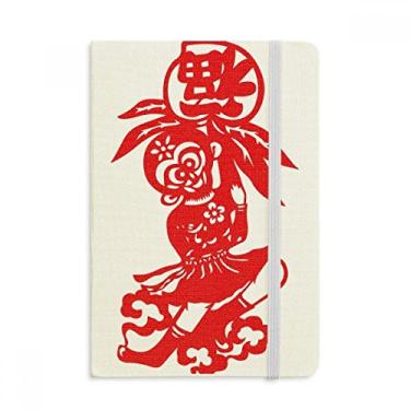 Imagem de Caderno chinês tradicional de flores de janela com estampa de macaco em tecido oficial capa dura para diário clássico