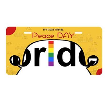 Imagem de DIYthinker Placa de licença LGBT arco-íris gay lésbica transgênero placa etiqueta decoração de carro dia da paz