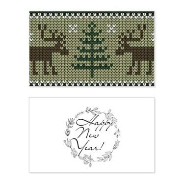 Imagem de Árvore de Natal, padrão de alce marrom, ano novo, festival, cartão de felicitações, mensagem de abençoar presente