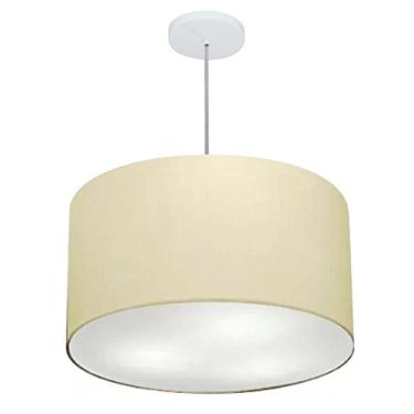 Imagem de Lustre Pendente Cilíndrico Cúpula Tecido 45x30 cm, Vivare Iluminação, Pendente4257 LA, Algodão Cru, Médio