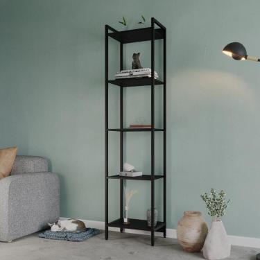 Imagem de Estante para Livros Industrial Aço Multiuso 5 Prateleiras 187x45cm Active Yescasa Preto Onix