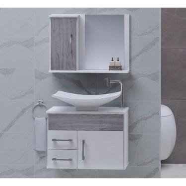 Imagem de Gabinete para Banheiro com Cuba e Espelheira Turin Contarini Cinza