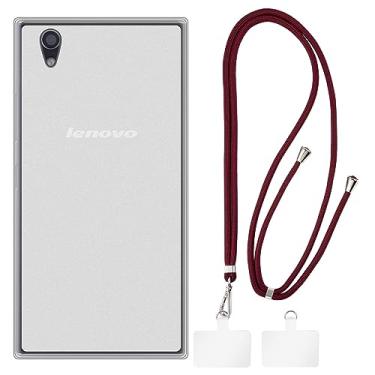 Imagem de Shantime Capa Lenovo P70 + cordões universais para celular, pescoço/alça macia de silicone TPU capa protetora para Lenovo P70 (5 polegadas)