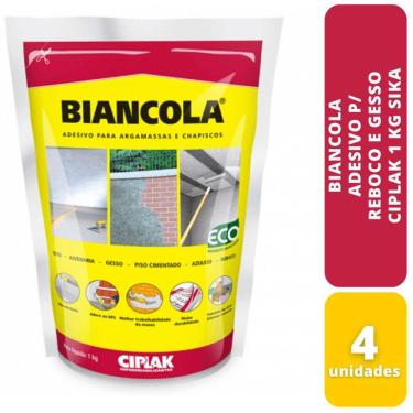 Imagem de Biancola Adesivo P/ Reboco E Gesso Ciplak 1Kg Sika kit C/4