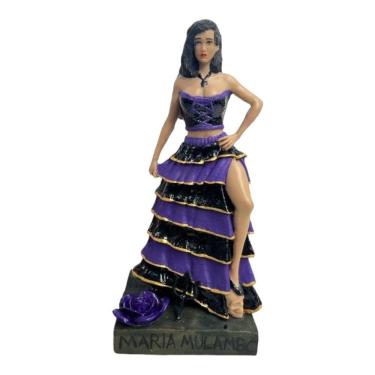 Imagem de Escultura Pomba Gira Maria Mulambo Preta e Roxa 24 cm