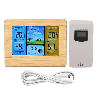 Imagem de Estação Meteorológica Sem Fio, Termômetro De Estação Meteorológica Interna E Externa Sem Fio Doméstico LCD, Estação Meteorológica Sem Fio Digital, Termômetro, Umidade Interna E Externa(amarelo)