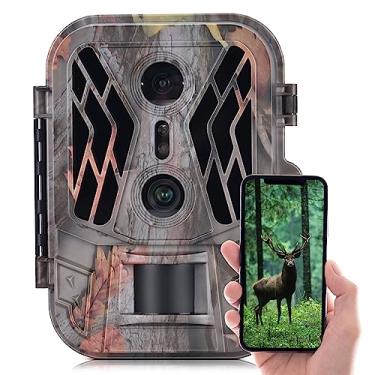 Imagem de Daconovo Câmera de trilha de lente dupla 36MP 4K ativada por movimento Câmera de caça à vida selvagem sem brilho Câmera de observação da vida selvagem Câmera de segurança de fazenda