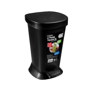 Imagem de Lixeira Coza com Pedal Square em Polipropileno 5L - Preto