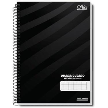 Imagem de Kit de Cadernos Quadriculado, Pauta Branca, Capa Dura, Universitário, Espiral, Office, 7x7mm, 80 Folhas, Pacote com 5