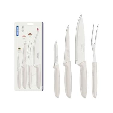 Imagem de Conjunto de Facas Tramontina Plenus em Aço Inox e Polipropileno - Off-White - 4 Peças