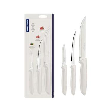 Imagem de Conjunto de Facas Tramontina Plenus em Aço Inox - Off-White - 3 Peças