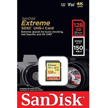 Imagem de Cartão SanDisk 128GB Extreme SDXC UHS-I - C10, U3, V30, 4K UHD, cartão SD - SDSDXV5-128G-GNCIN
