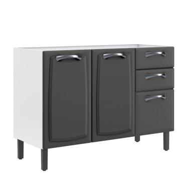 Imagem de Balcão em Aço 120cm 3 Portas e 2 Gavetas sem Tampo New Premium Itatiaia Grafite/Branco
