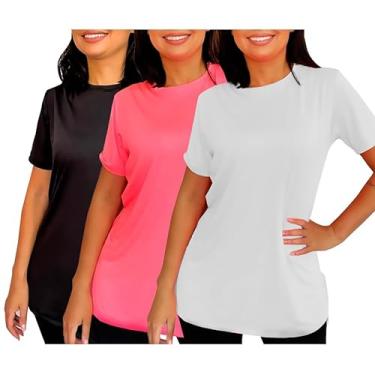 Imagem de KIt 3 Camisetas feminina Vest Leggin Cobre Bumbum Dry Fit Premium Treino Academia Crossfit Funcional Vorrida (P, Preto-Pink-Branca)