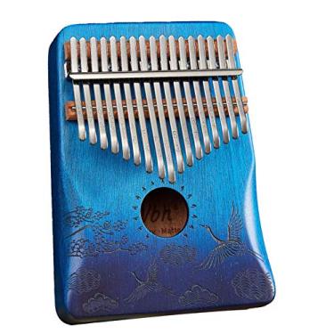 Imagem de Piano portátil Kalimba 17 teclas polegar, piano de dedo com martelo de afinação dedo de mogno Marimba piano instrumento musical (18 cm x 13 cm) gradiente azul