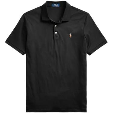 Imagem de Polo Ralph Lauren Camisa polo masculina de malha slim fit personalizada, Ralph Lauren, preto, M