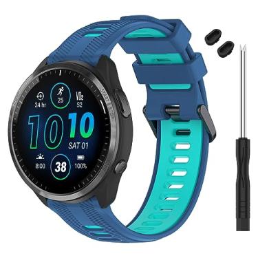 Imagem de TopPerfekt Pulseira compatível com Garmin Forerunner 965, pulseira de silicone macio de substituição para relógio inteligente 965 para mulheres e homens, azul - azul-petróleo