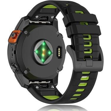 Imagem de VINIUSIKI Pulseiras de silicone para Garmin Fenix 7 Pro de 22 mm, ajuste fácil, para Garmin Fenix 6 Pro Descent G1 Tactix Bravo Approach S62 Fenix 5 Plus Forerunner 965 955, preto e verde