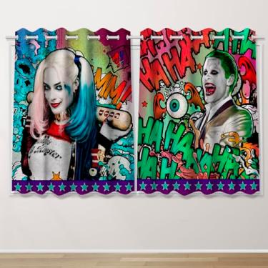 Imagem de Cortina Infantil Decoração 2,60x1,50 Temática Arlequina e Coringa