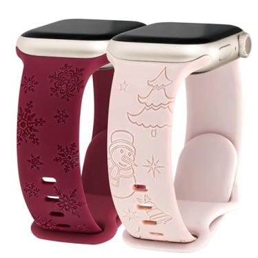 Imagem de Pulseira feminina de presente de Natal compatível com Apple Watch Series Ultra 1 2/10/9/8/7/6/5/4/4/3/2/1/SE