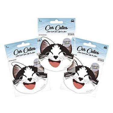 Imagem de Car Cuties Frio CAT Car Air FRESHENER - Design de gato fofo, perfume de longa duração, parte dos lucros beneficia PAWS Chicago (camurça da meia-noite - pacote com 3)