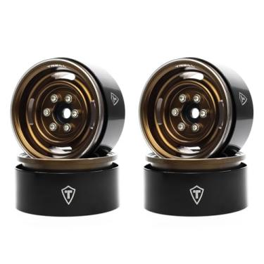 Imagem de TREAL 1.9 Beadlock Wheel Rims Heavy Duty Vintage Style CNC 1.9 Inch Wheels(4P) for 1:10 RC Crawler TRX-4 SCX10 III SCX10 PRO SCX10 II -Type P(Bronze)