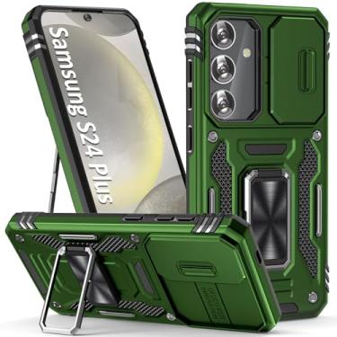 Imagem de SEFING Capa de celular para Samsung Galaxy S24 Plus com capa para lente da câmera, com suporte de anel, suporte magnético para carro, para Samsung Galaxy 24+ Plus (verde oliva)