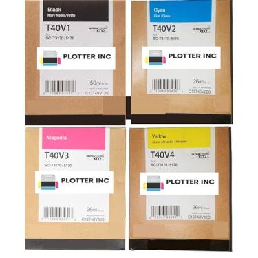 Imagem de Plotter Inc Cartuchos de tinta SureColor T40V T40V120 T40V220 T40V320 T40V420 Conjunto de tinta para T5170 T5170M T3170 T3170M T2170 Preto Ciano Magenta Amarelo, Alta Capacidade