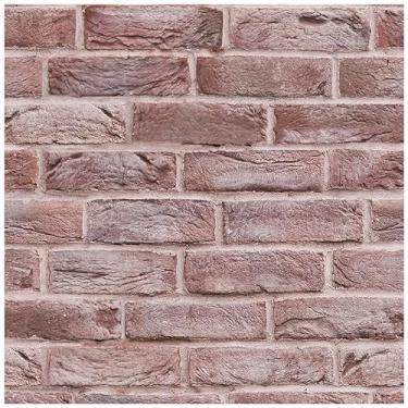 Imagem de Papel de parede removível de tijolo 43,9 cm x 200,2 cm papel de parede removível vintage 3D vermelho texturizado papel de parede pedra tijolo vinil papel de contato para lareira e decoração de casa