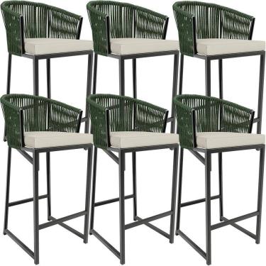 Imagem de Kit 06 Banqueta Para Área Gourmet Cozinha Varanda D04 Verde