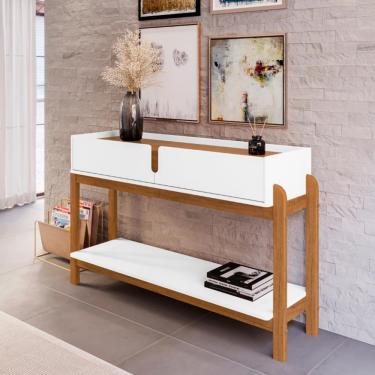 Imagem de Aparador 2 Gavetas Lizz Casa D - Branco/Cedro