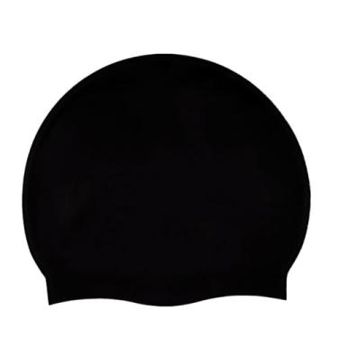 Imagem de Touca de natação unissex de silicone elastomérica de qualidade premium para adultos - confortável e durável (preto)