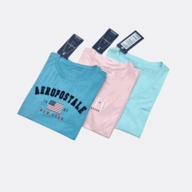 Imagem de Kit 3 Camisetas Femininas Estampa Manga Curta Aeropostale - 452 - Aéro