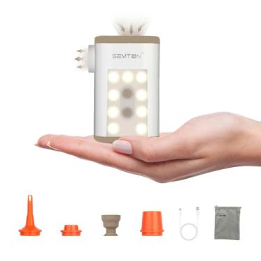Imagem de SEMTION Bomba de ar portátil de 4,8 kPa para infláveis com lanterna de acampamento para colchão de ar, almofadas de dormir, boias de piscina, sacos de armazenamento a vácuo, design magnético