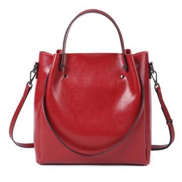 Imagem de Bolsa feminina macia de couro legítimo, bolsa de ombro, bolsa transversal, bolsas e bolsas com alça ajustável, Vermelho