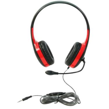 Imagem de Fone de ouvido supra-auricular KH-08GT RD, vermelho; microfone unidirecional pescoço de ganso; plugue de 3,5 mm; bojos de ouvido com almofada de couro; cordão durável de 1,8 m
