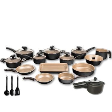 Imagem de Conjunto Panelas 17 Pc Antiaderente Panela Pressão Preto