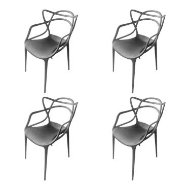 Imagem de Kit 4 Cadeiras Allegra Master Polipropileno para Sala de Jantar - Preto