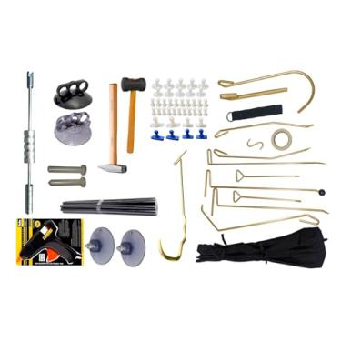 Imagem de Kit Repuxadeira Martelinho De Ouro + Alavancas Aço - 70 Peças Para Reparos Automotivos, Funilaria Artesanal e Desamassamento de Veículos Sem Pintura, Ferramentas Profissionais de Alta Precisão