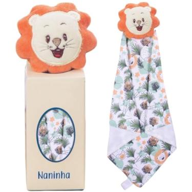 Imagem de Naninha para Bebê de bichinho de pelúcia com prendedor de chupeta (Leão Laranja)