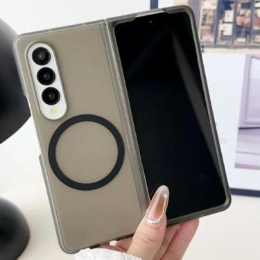 Imagem de Capa de telefone magnética fosca transparente para Samsung Galaxy Z Fold 6 5 4 3 Fold6 Fold5 Fold4 Fold3 5G Capa dura, preta, para Samsung Galaxy Z Fold 5