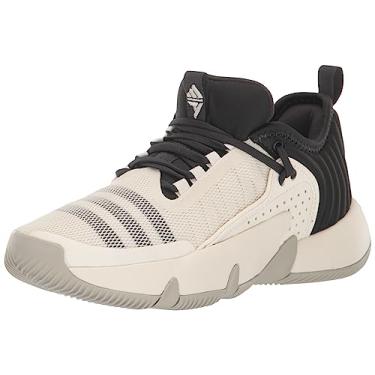 Imagem de adidas Tênis de basquete unissex infantil Trae Unlimited, Núcleo preto/branco/verde linho, 4 Big Kid