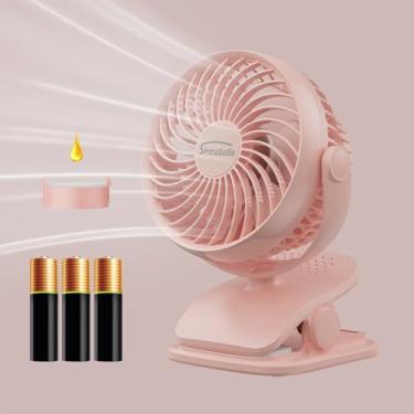 Imagem de Ventilador de encaixe operado por bateria AA com aroma, 4 velocidades, ventiladores pessoais pequenos de 12,7 cm para carrinho de bebê, alimentado por USB, silencioso, rotação de 360° para mesa