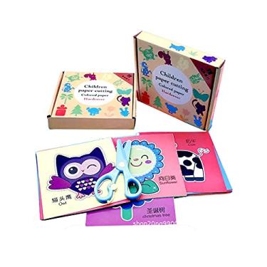 Imagem de Cortes de Papel Infantil Diy, Caixa Manual Colorida, 96 PeçAs Em Caixa de Impressão Colorida Em Inglês e Todas As Tesouras de Plástico