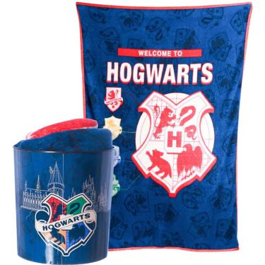 Imagem de Kit Harry Potter Hogwarts Manta Felpuda Macia + Balde Pipoca Oficial W.B.
