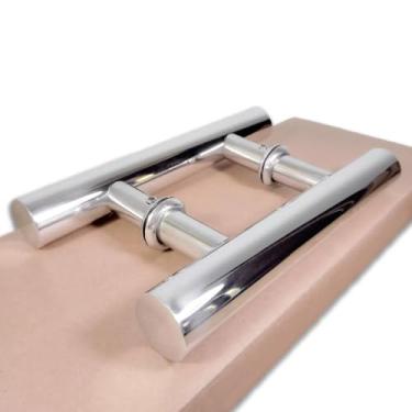 Imagem de Puxador H Duplo Tubular 20cm - Entre Furos 10cm - Tubo de 29mm - p/Portas Madeira/Vidro/Alum/Portão