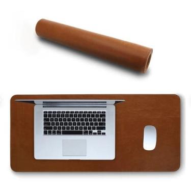Imagem de Desk Pad 140x40 p/ Computador Notebook em Couro + porta copo - GENERTO