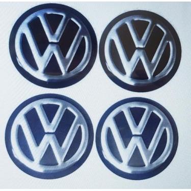 Imagem de Emblema Calota 51mm Vw Pr (4 Un) - Marcon Emblemas
