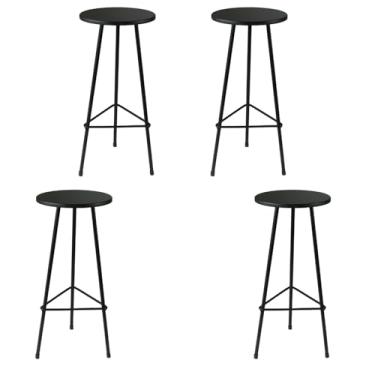 Imagem de Kit 4 Banquetas alta para balcão em aço carbono estilo industrial com assento sem encosto moderna para cozinha churrasqueira ALUMINUM DECOR (ASSENTO EM MDF)